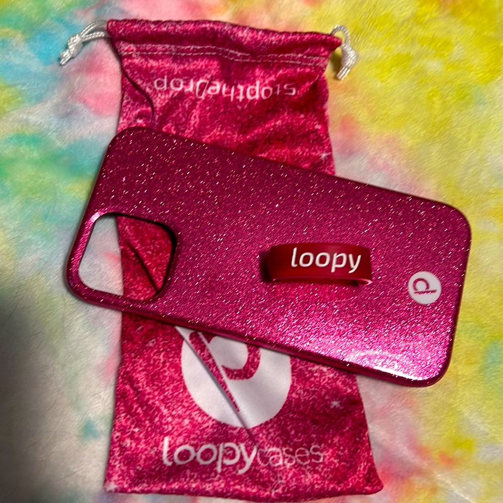 Loopy iPhone 12/12 pro Pink Glitter case